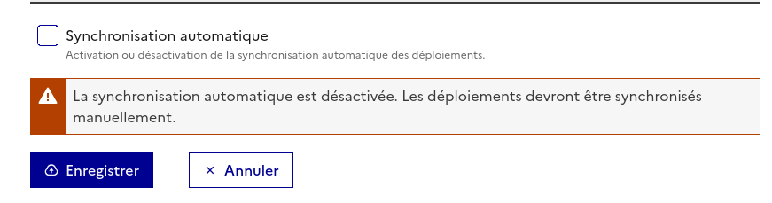 Désactivation de la synchronisation automatique