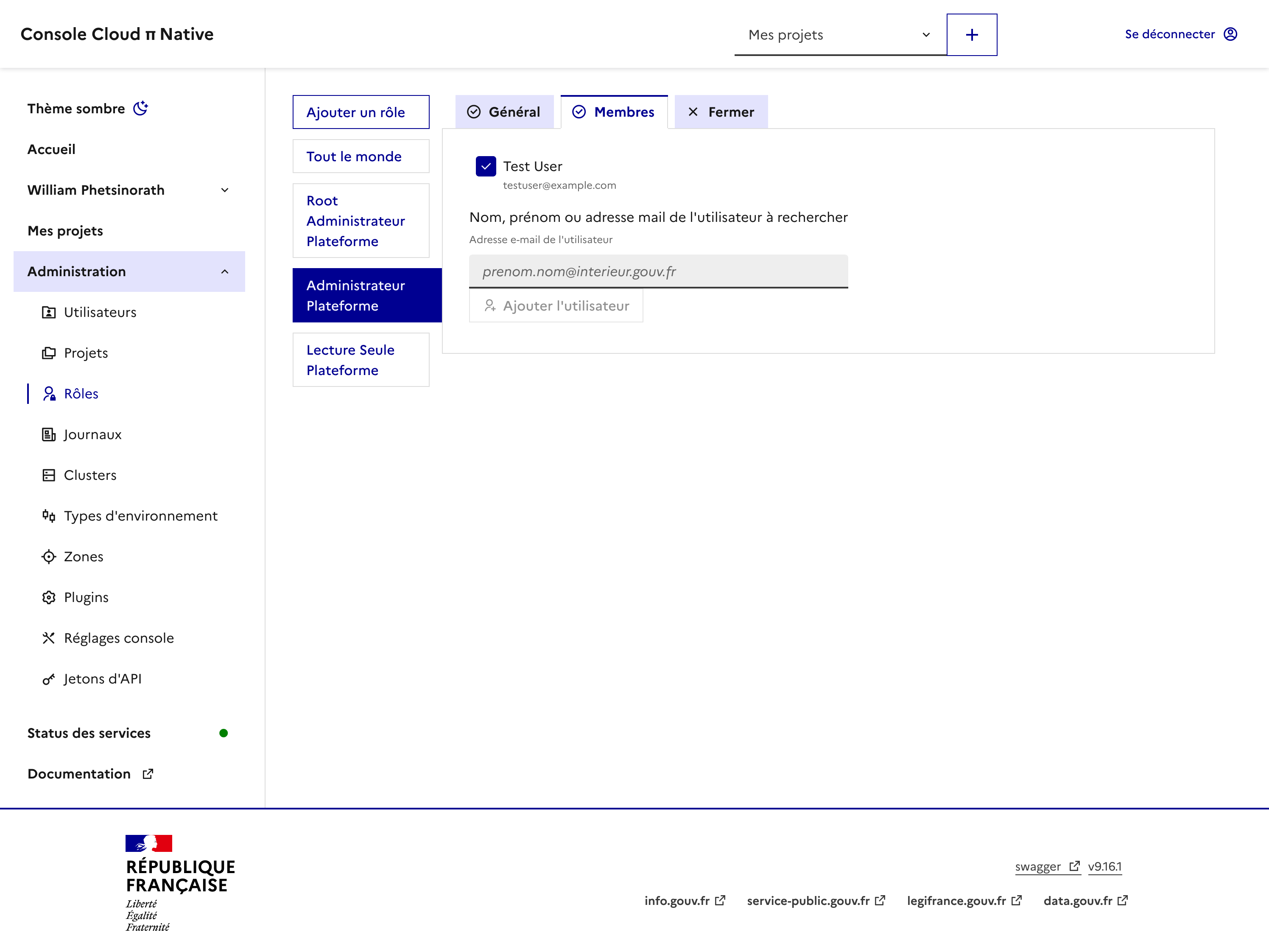 Membres d’un rôle plateforme